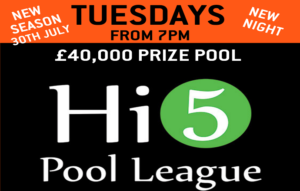 Come and join the HI5 pool league at Halifax Snooker Club for the change on becoming the national pub champion.