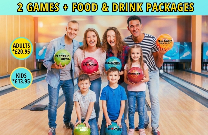 2 GAMES + GROUP FOOD & DRINK PACKAGES